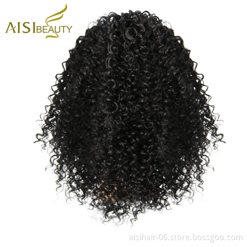 Aisi Beauty Wholesale Popular Natural Black Afro Fluffy Puff Hairpiece Extension Messy Donut Curly Afro Kinky Afro Hair Bun